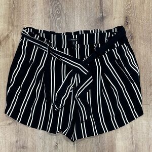 Torrid High Waist Black and White Striped Shorts